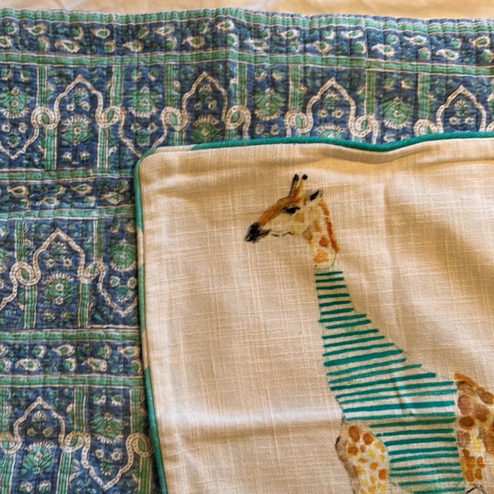 Pair of Anthropologie pillow shams giraffe lauren carlson walcott